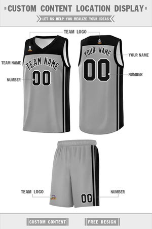 Custom Grey Black Classic Sets Sports Uniform Basketball Jersey