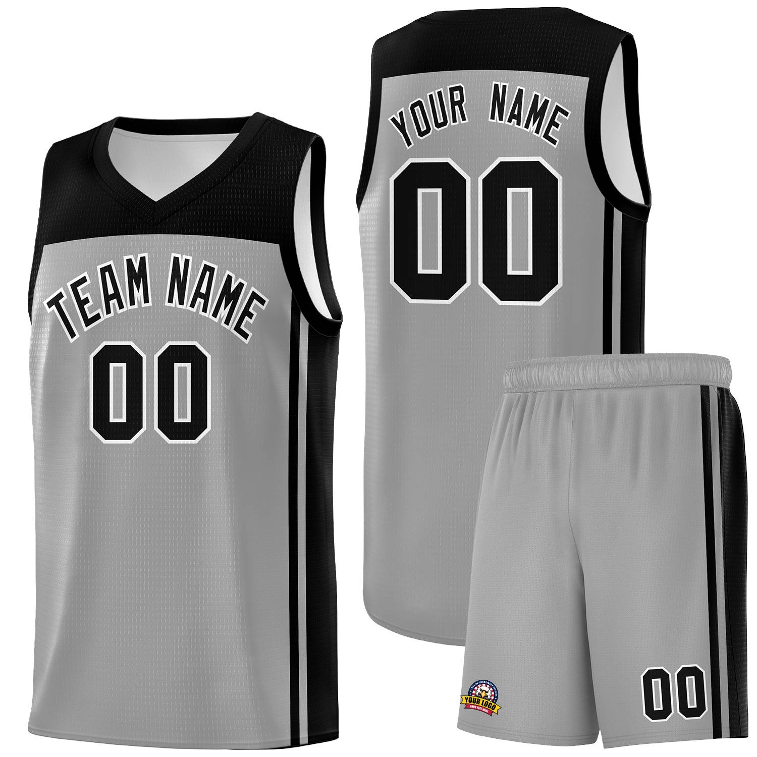 Custom Grey Black Classic Sets Sports Uniform Basketball Jersey