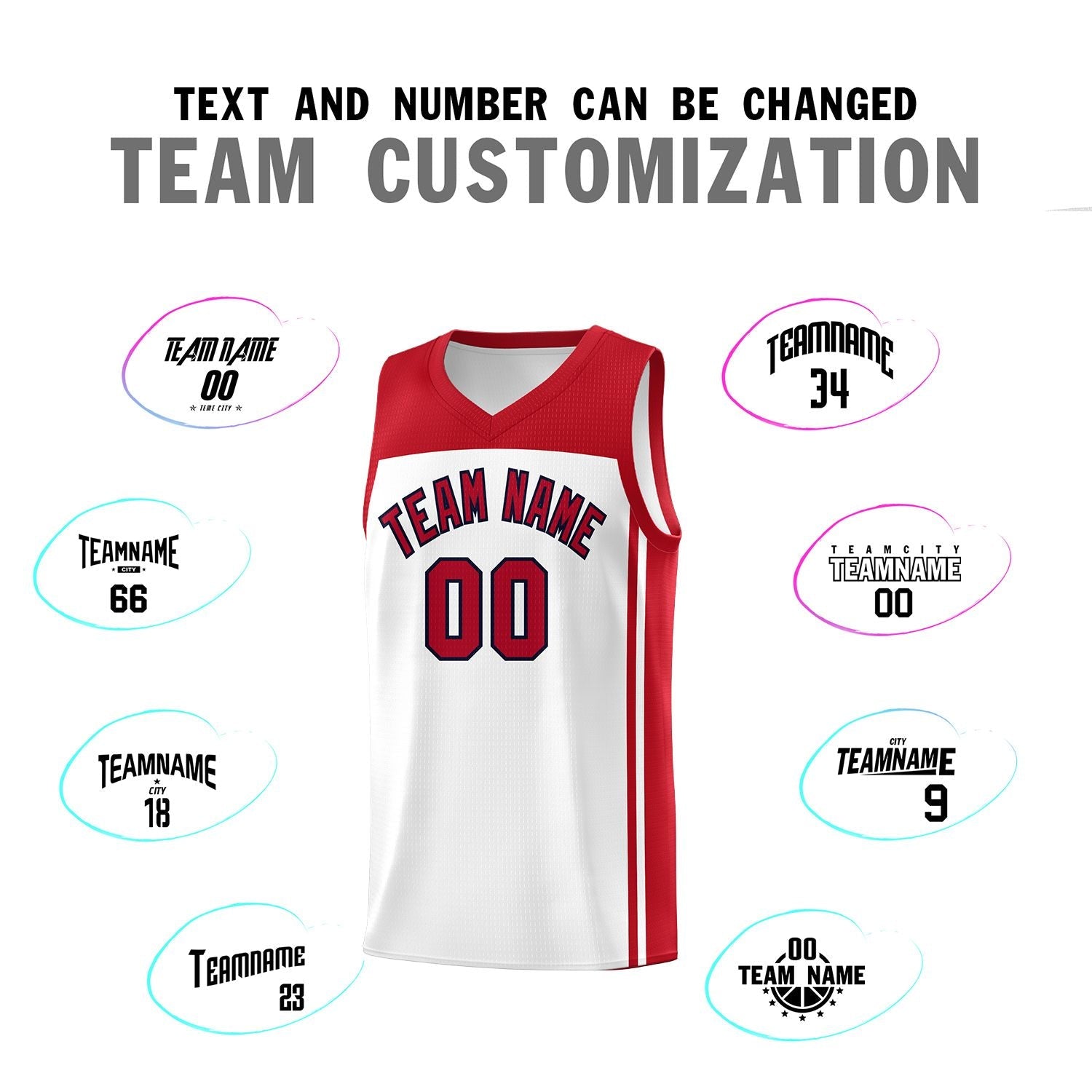 Custom White Red Classic Sets Sports Uniform Basketball Jersey