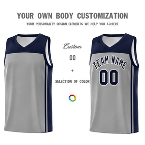 Custom Grey Navy Classic Sets Sports Uniform Basketball Jersey