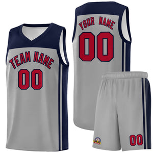 Custom Grey Navy Classic Sets Sports Uniform Basketball Jersey