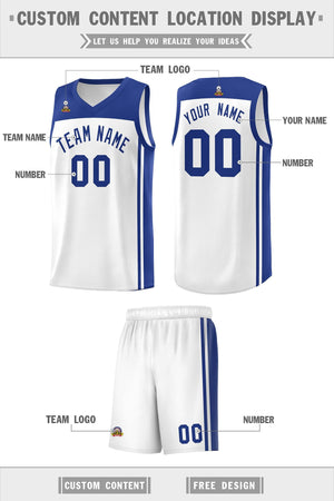 Custom White Royal Classic Sets Sports Uniform Basketball Jersey