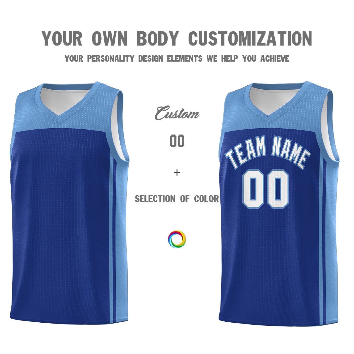 Custom Royal Light Blue Classic Sets Sports Uniform Basketball Jersey