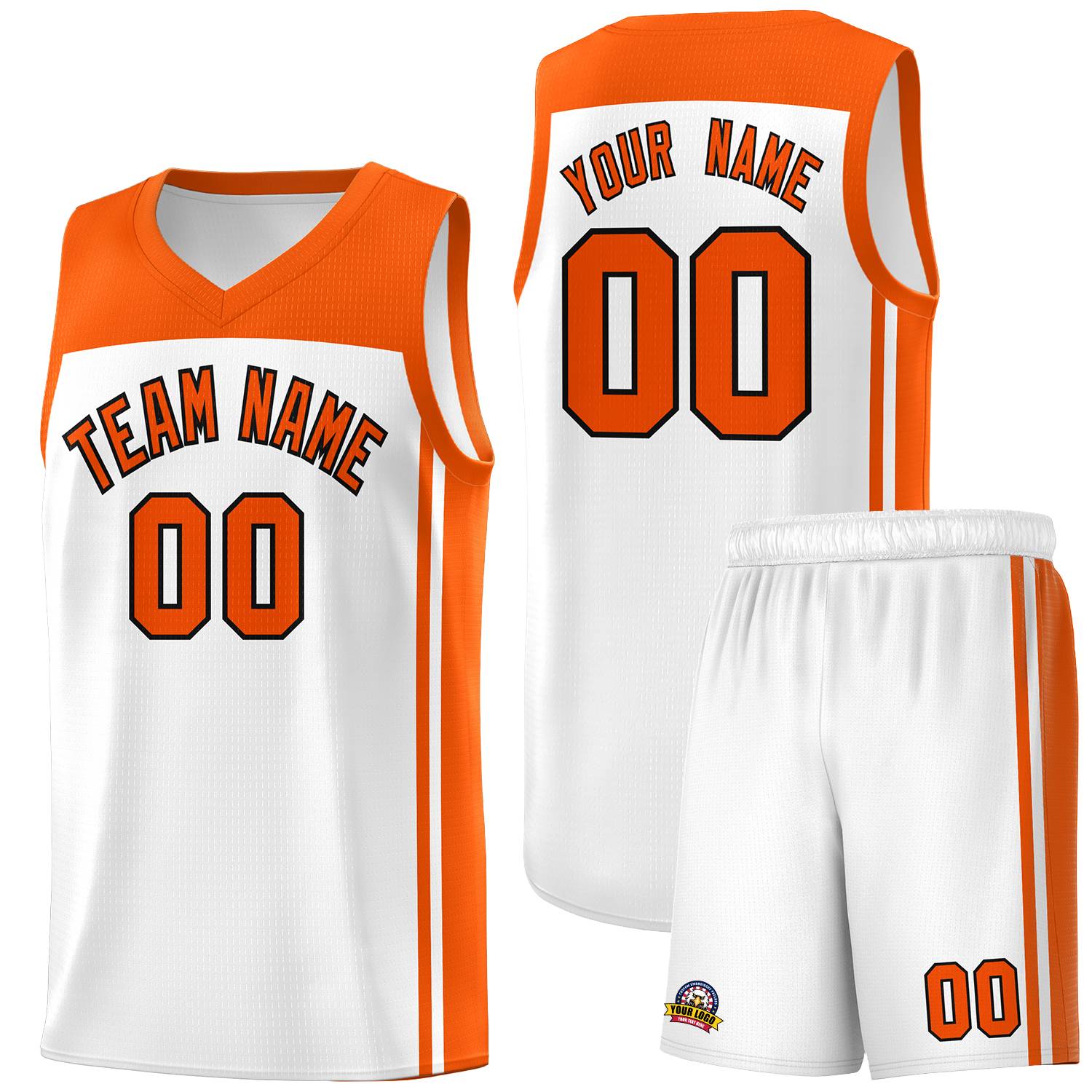 Custom White Orange Classic Sets Sports Uniform Basketball Jersey