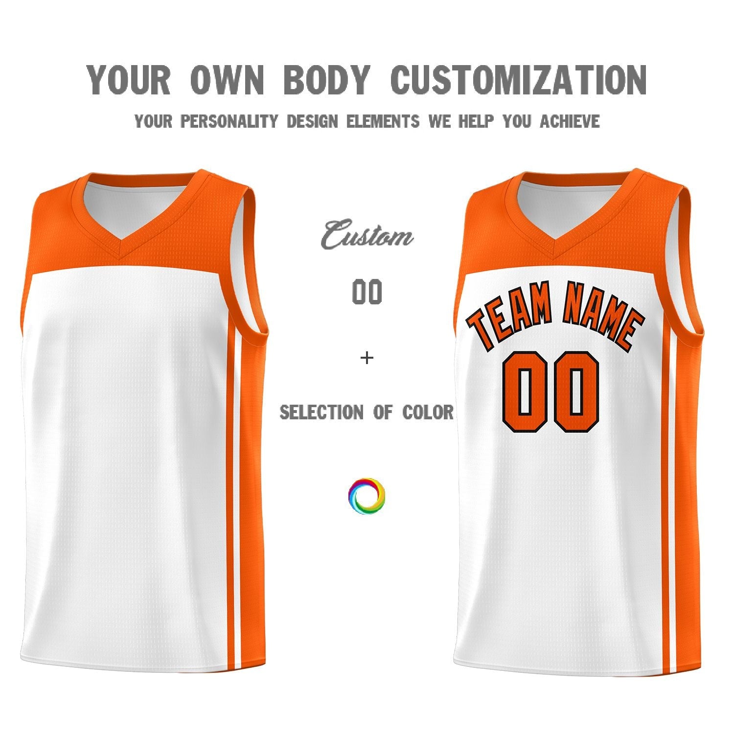 Custom White Orange Classic Sets Sports Uniform Basketball Jersey