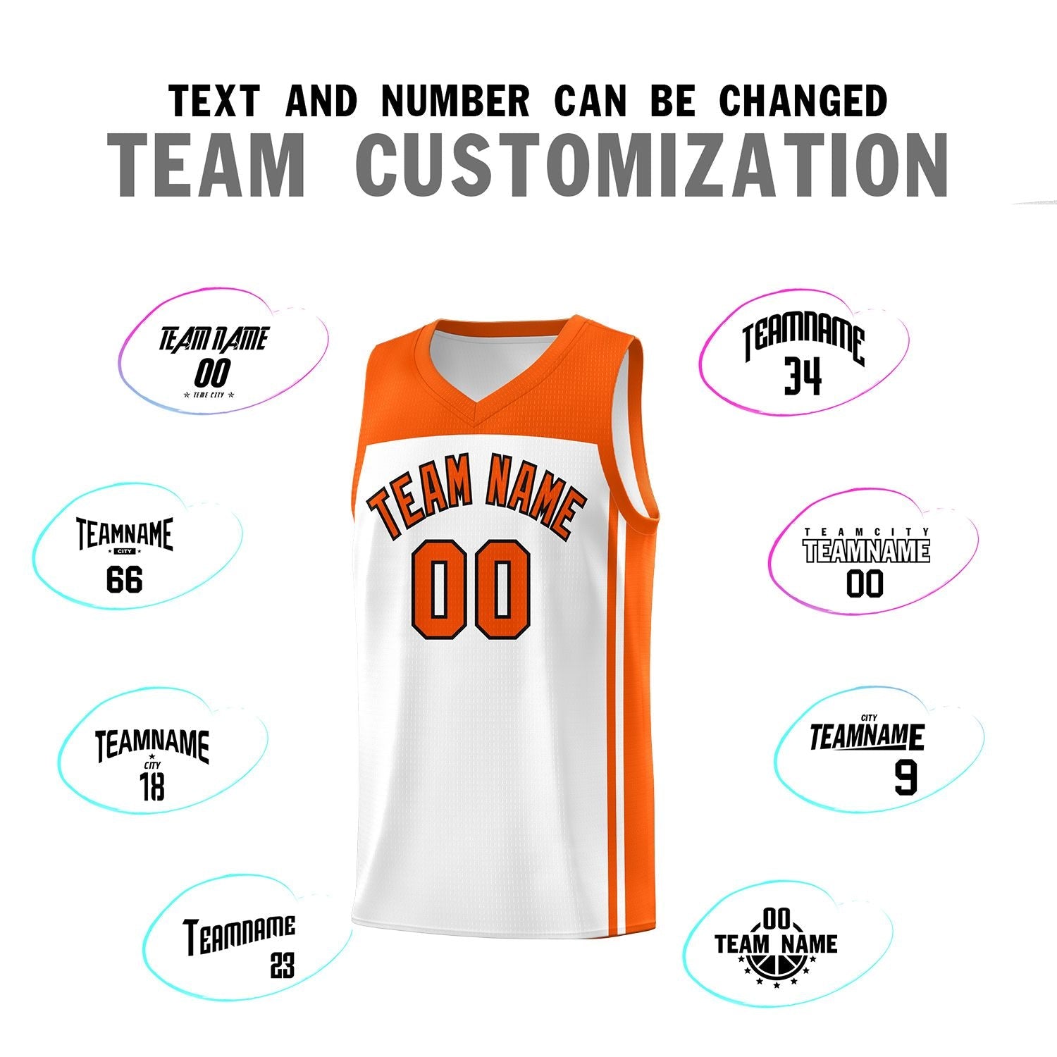 Custom White Orange Classic Sets Sports Uniform Basketball Jersey