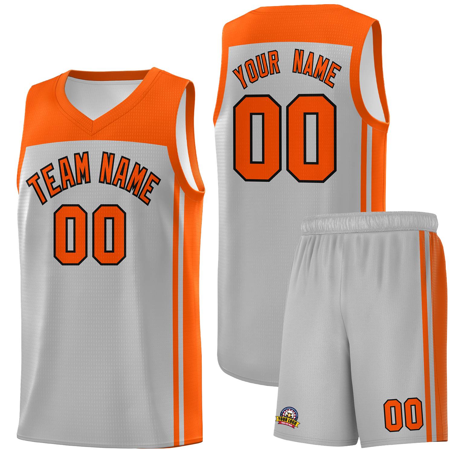 Custom Grey Orange Classic Sets Sports Uniform Basketball Jersey