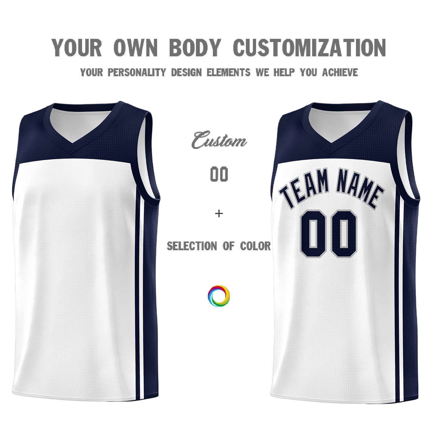 Custom White Navy Classic Sets Sports Uniform Basketball Jersey