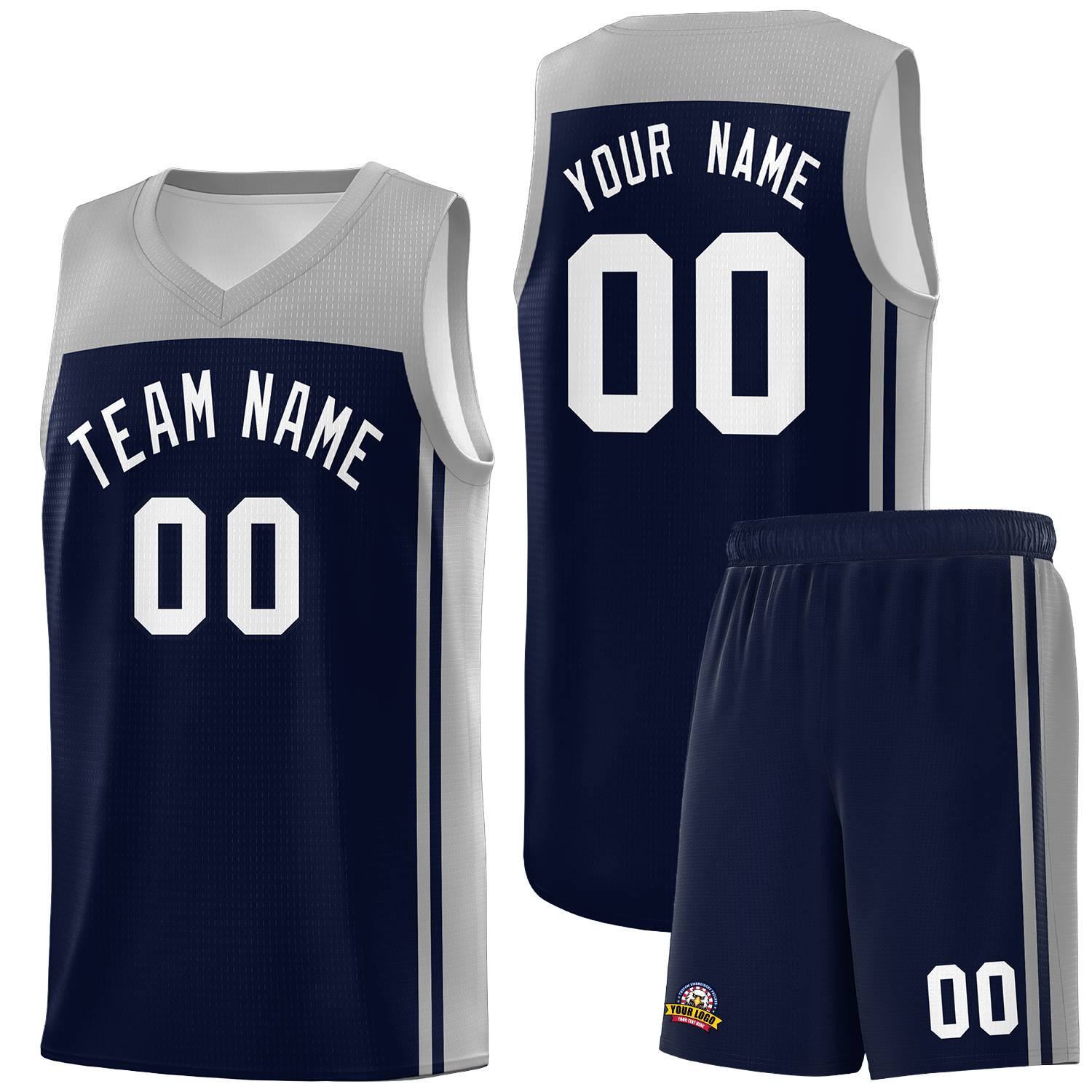 Custom Navy Grey Classic Sets Sports Uniform Basketball Jersey