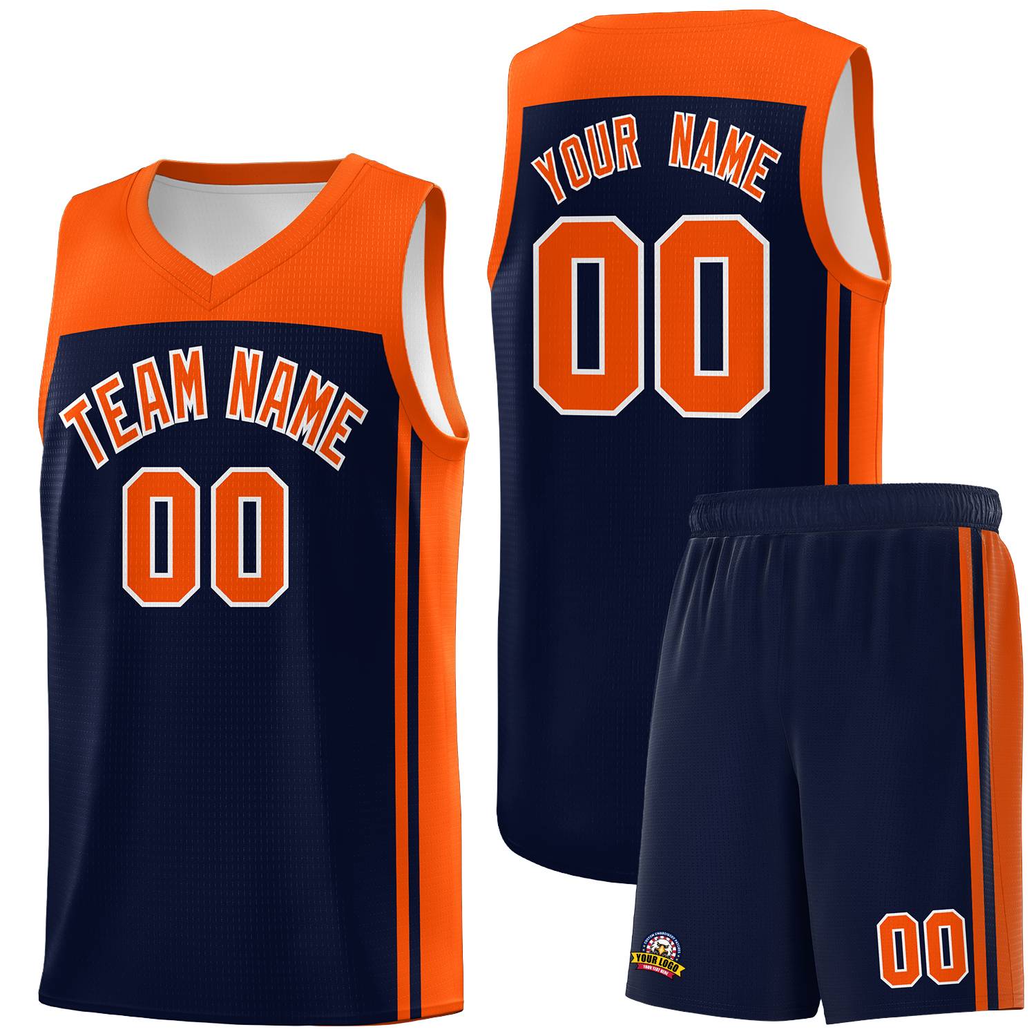 Custom Navy Orange Classic Sets Sports Uniform Basketball Jersey