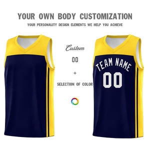 Custom Navy Gold Classic Sets Sports Uniform Basketball Jersey