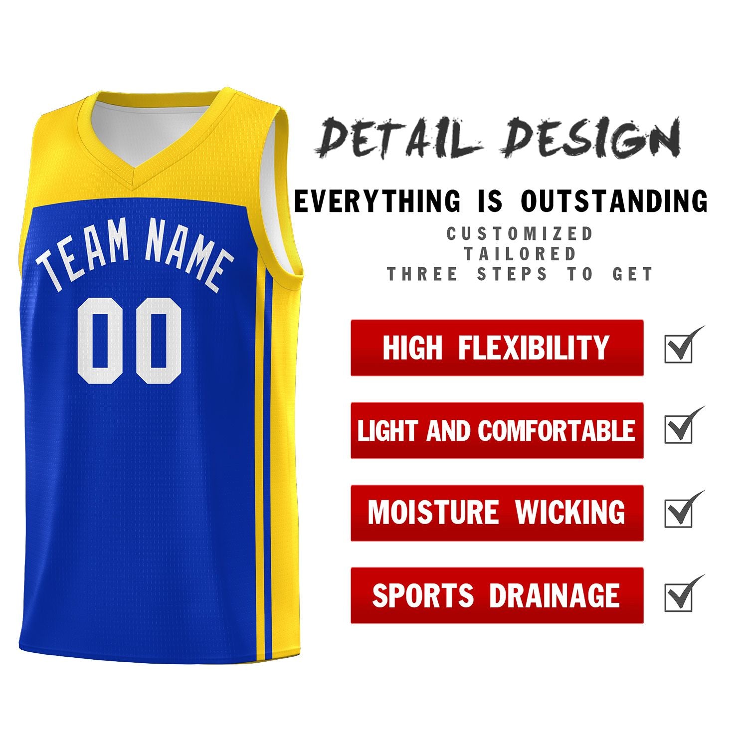 Custom Royal Gold Classic Sets Sports Uniform Basketball Jersey