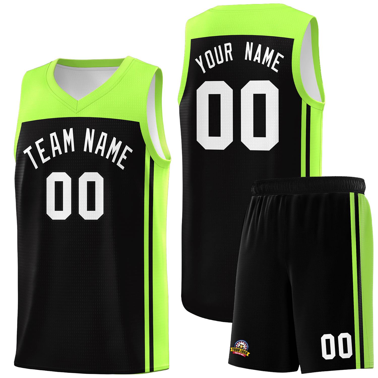 Custom Black Neon Green Classic Sets Sports Uniform Basketball Jersey