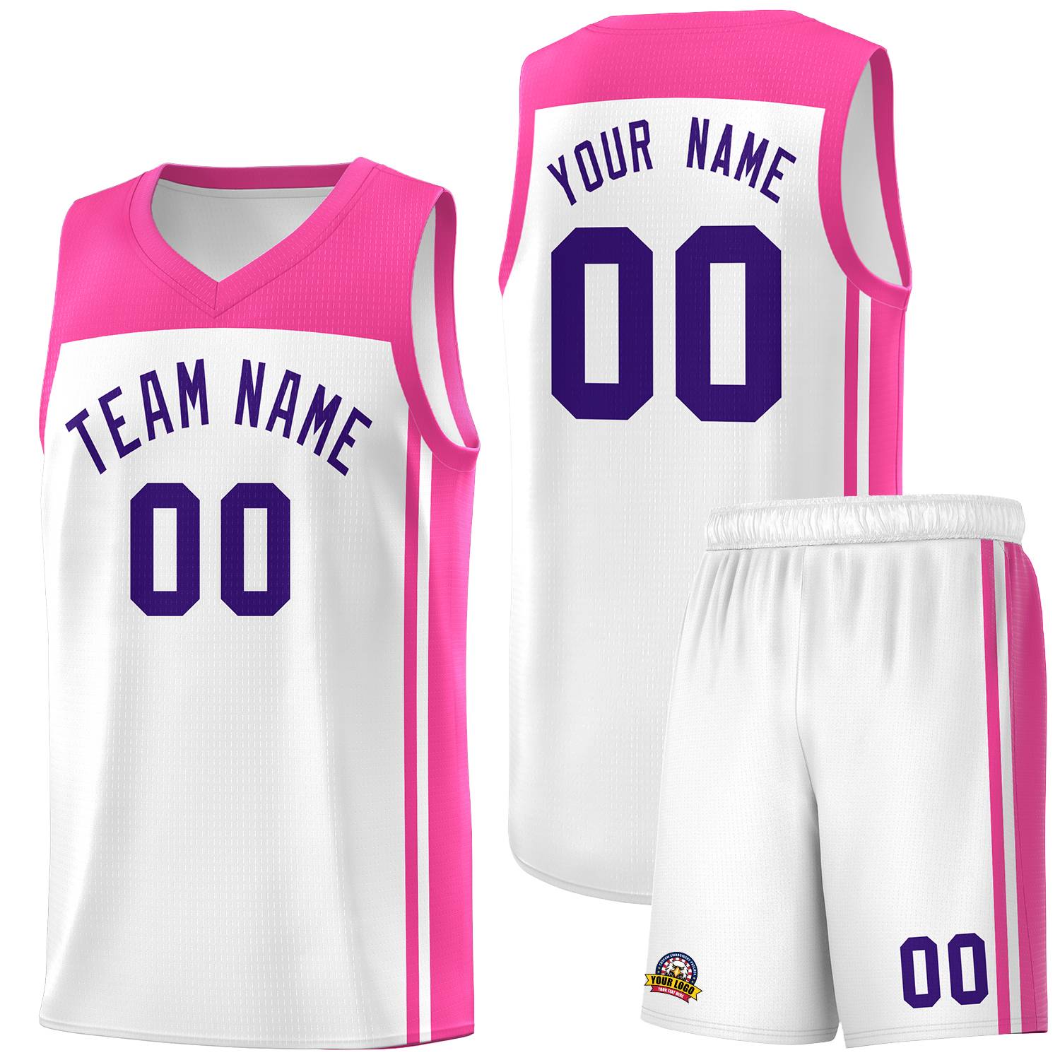 Custom White Pink Classic Sets Sports Uniform Basketball Jersey