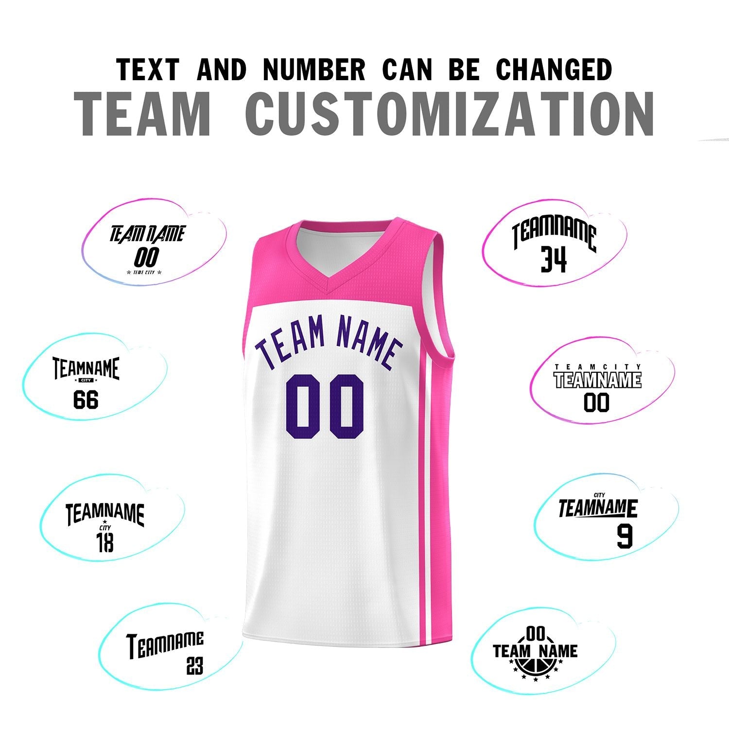 Custom White Pink Classic Sets Sports Uniform Basketball Jersey