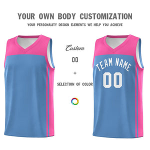 Custom Light Blue Pink Classic Sets Sports Uniform Basketball Jersey