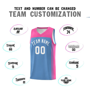 Custom Light Blue Pink Classic Sets Sports Uniform Basketball Jersey