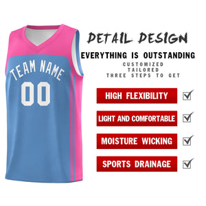 Custom Light Blue Pink Classic Sets Sports Uniform Basketball Jersey