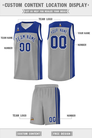 Custom Grey Navy Classic Sets Sports Uniform Basketball Jersey