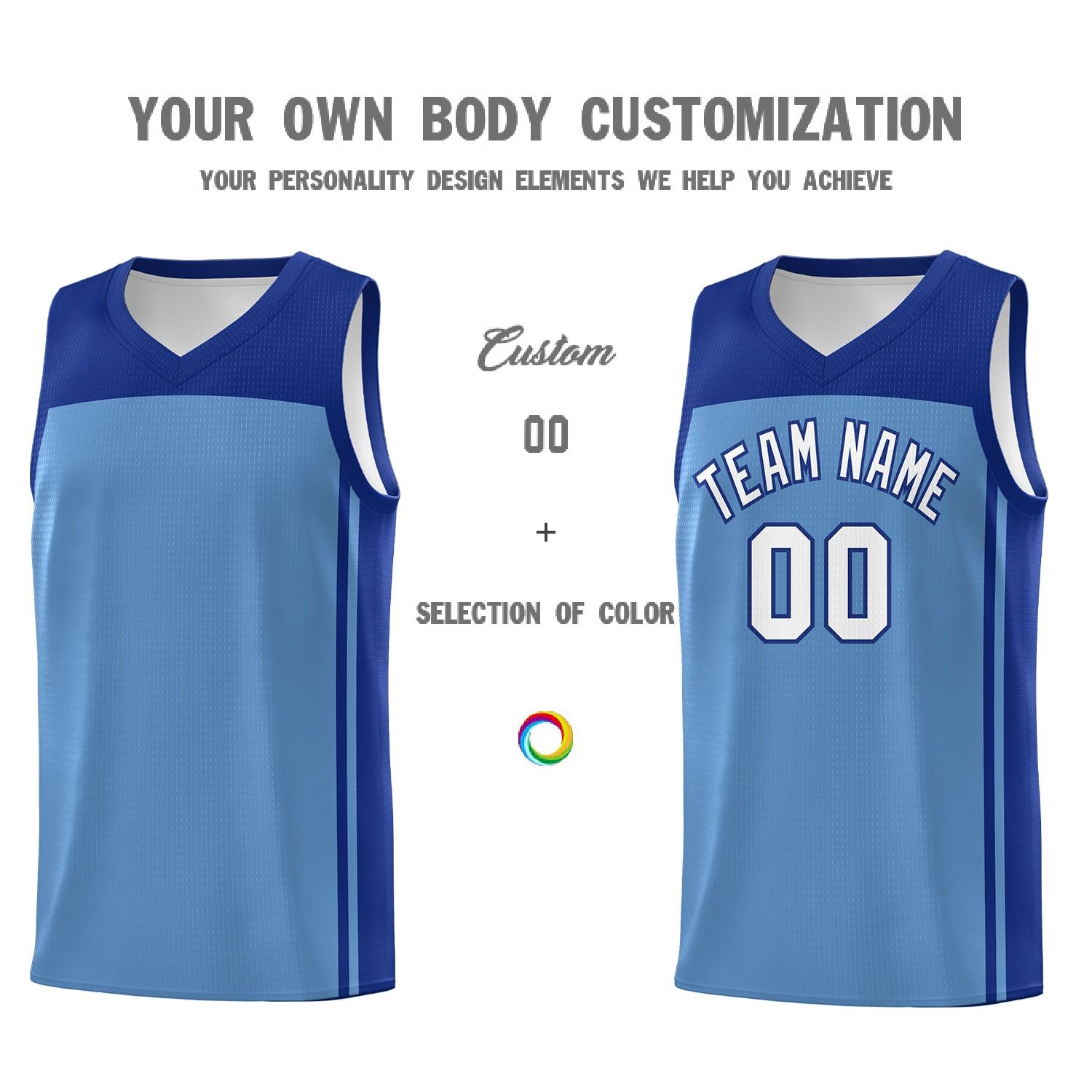 Custom Light Blue Royal Classic Sets Sports Uniform Basketball Jersey