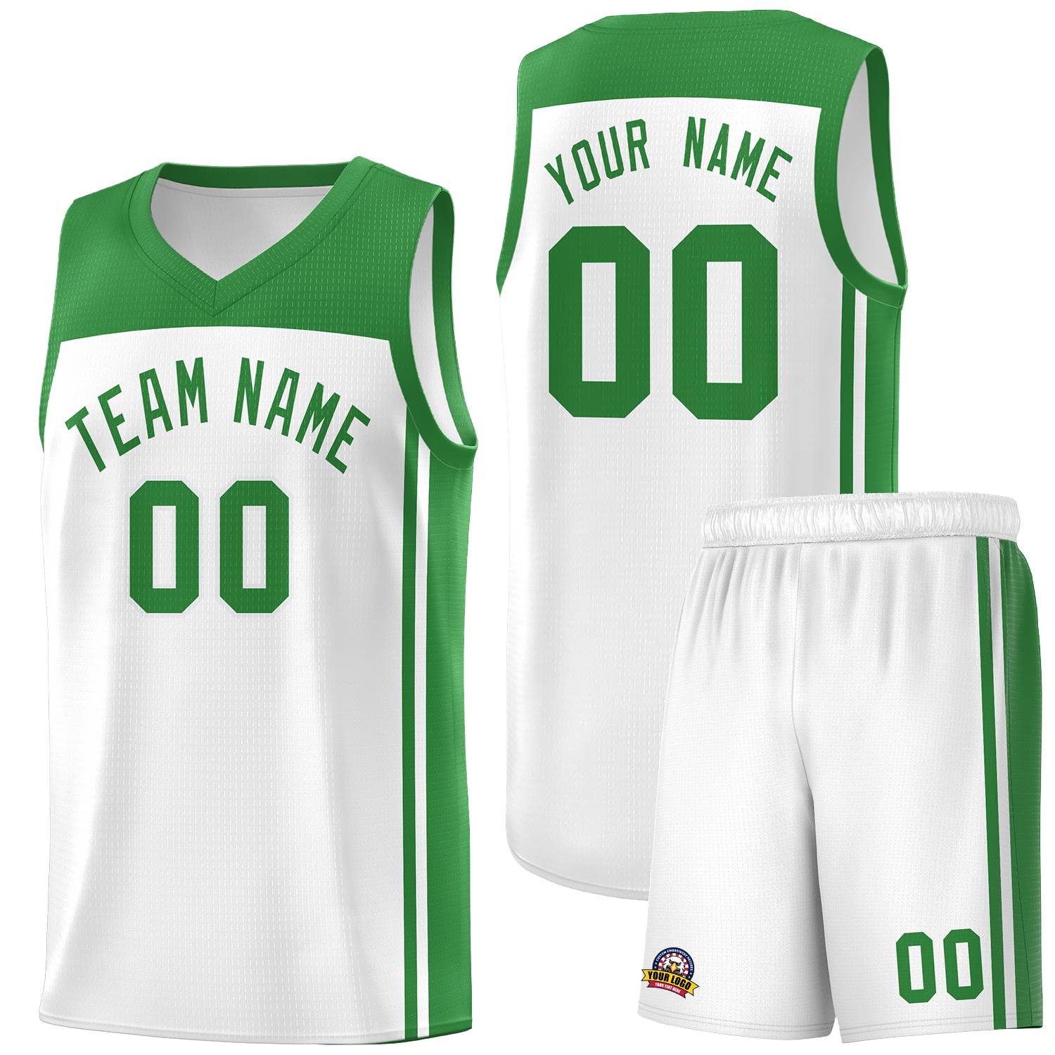 Custom White Kelly Green Classic Sets Sports Uniform Basketball Jersey