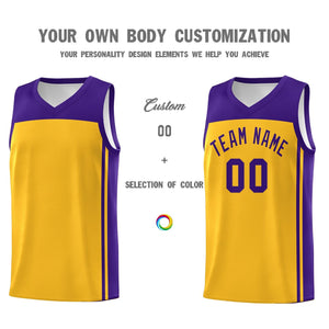 Custom Yellow Purple Classic Sets Sports Uniform Basketball Jersey