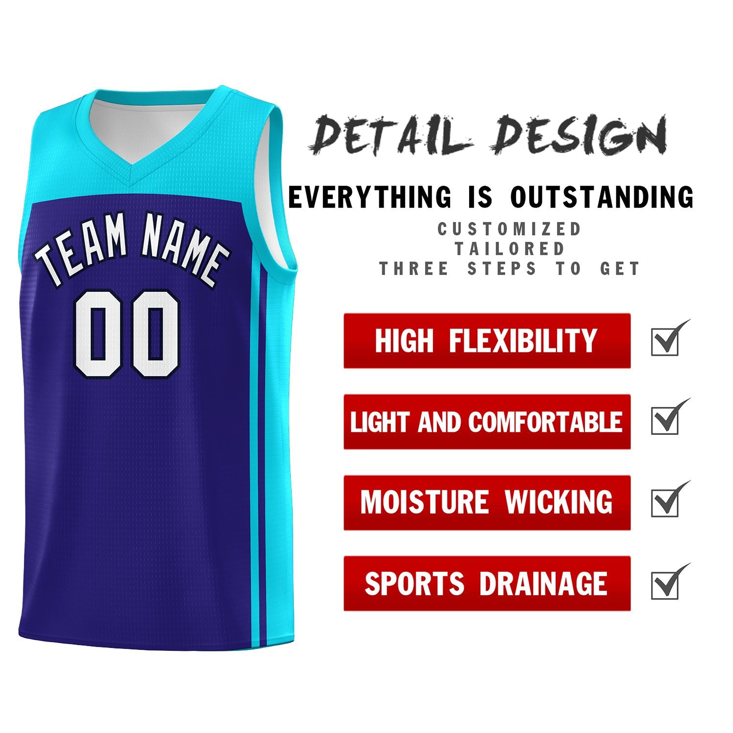 Custom Purple Sky Blue Classic Sets Sports Uniform Basketball Jersey