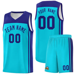 Custom Sky Blue Purple Classic Sets Sports Uniform Basketball Jersey