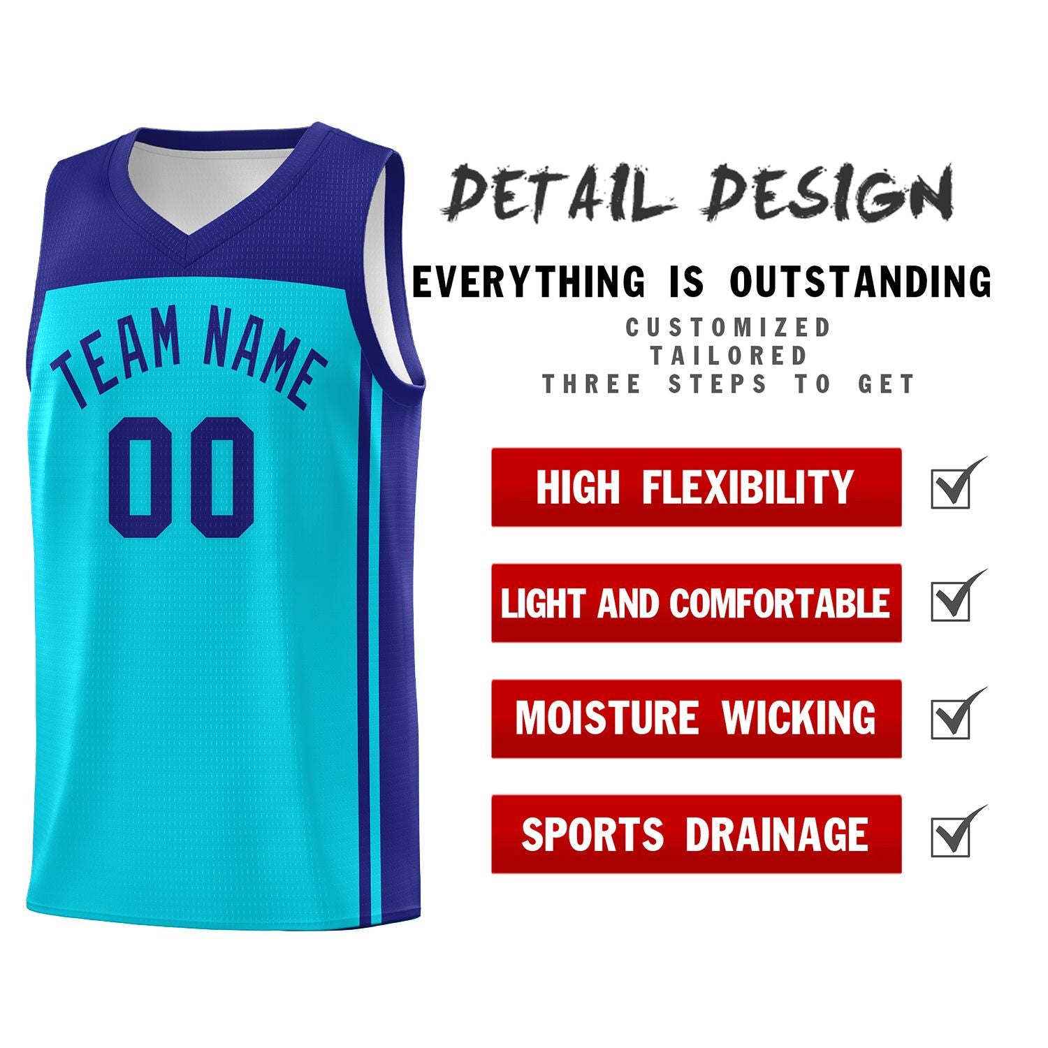 Custom Sky Blue Purple Classic Sets Sports Uniform Basketball Jersey