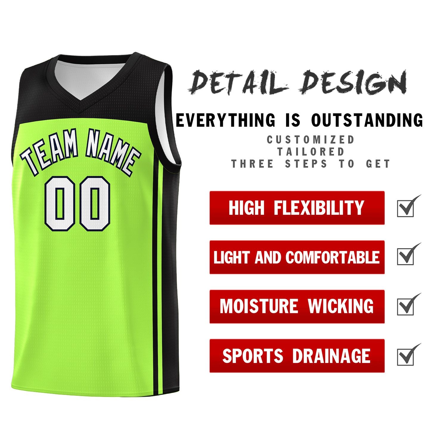 Custom Neon Green Black Classic Sets Sports Uniform Basketball Jersey