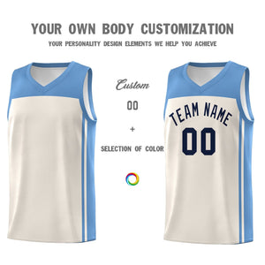 Custom Cream Light Blue Classic Sets Sports Uniform Basketball Jersey