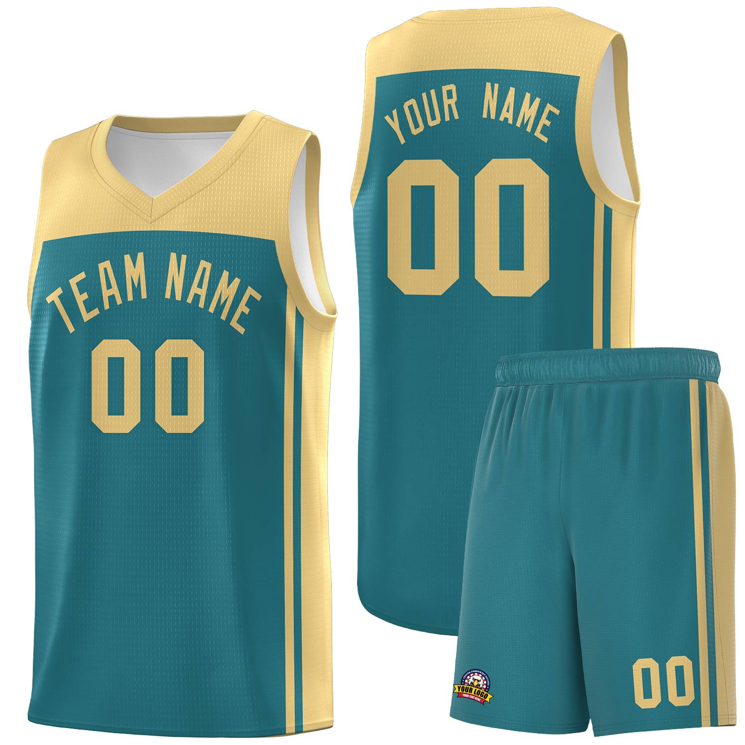 Custom Aqua Khaki Classic Sets Sports Uniform Basketball Jersey