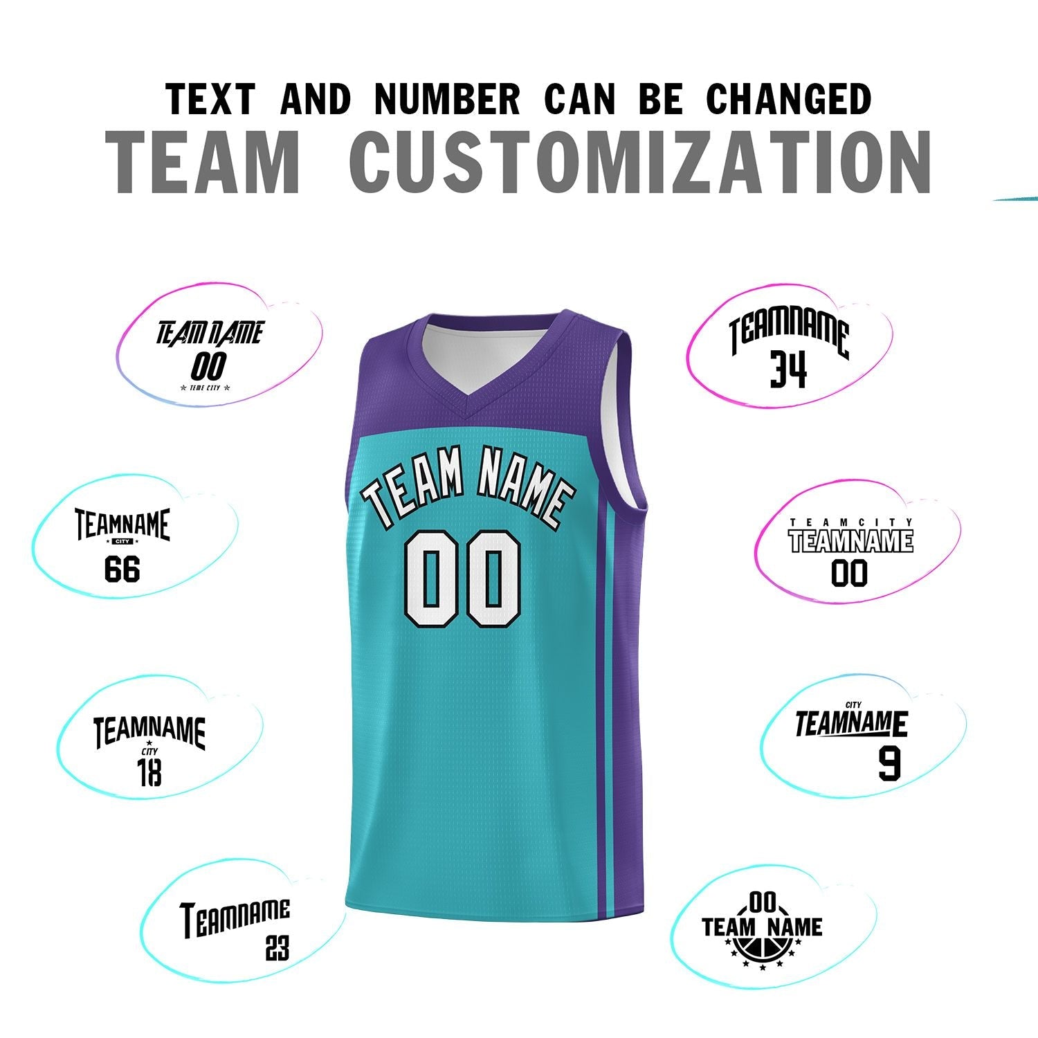 Custom Aqua Purple Classic Sets Sports Uniform Basketball Jersey