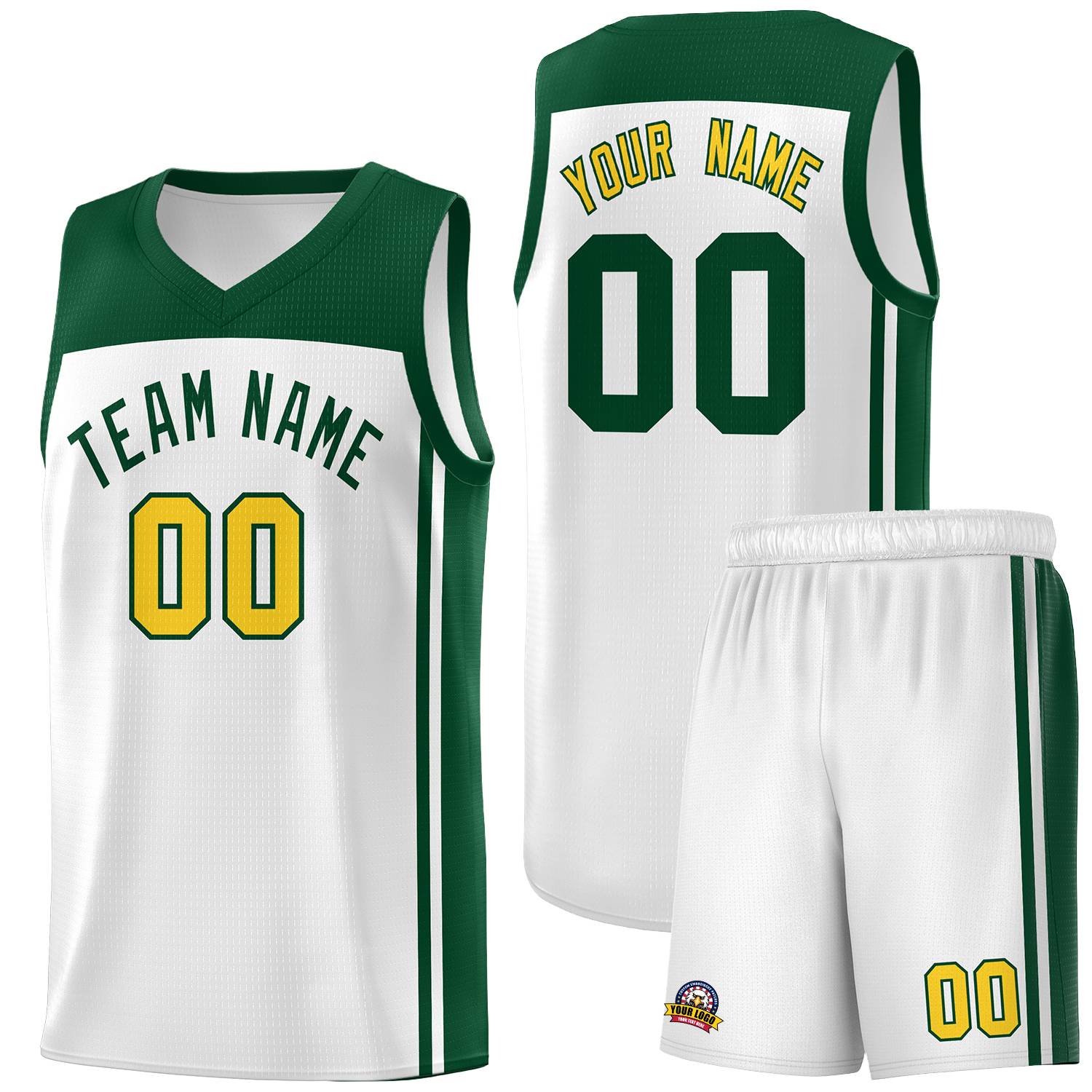 Custom White Green Classic Sets Sports Uniform Basketball Jersey