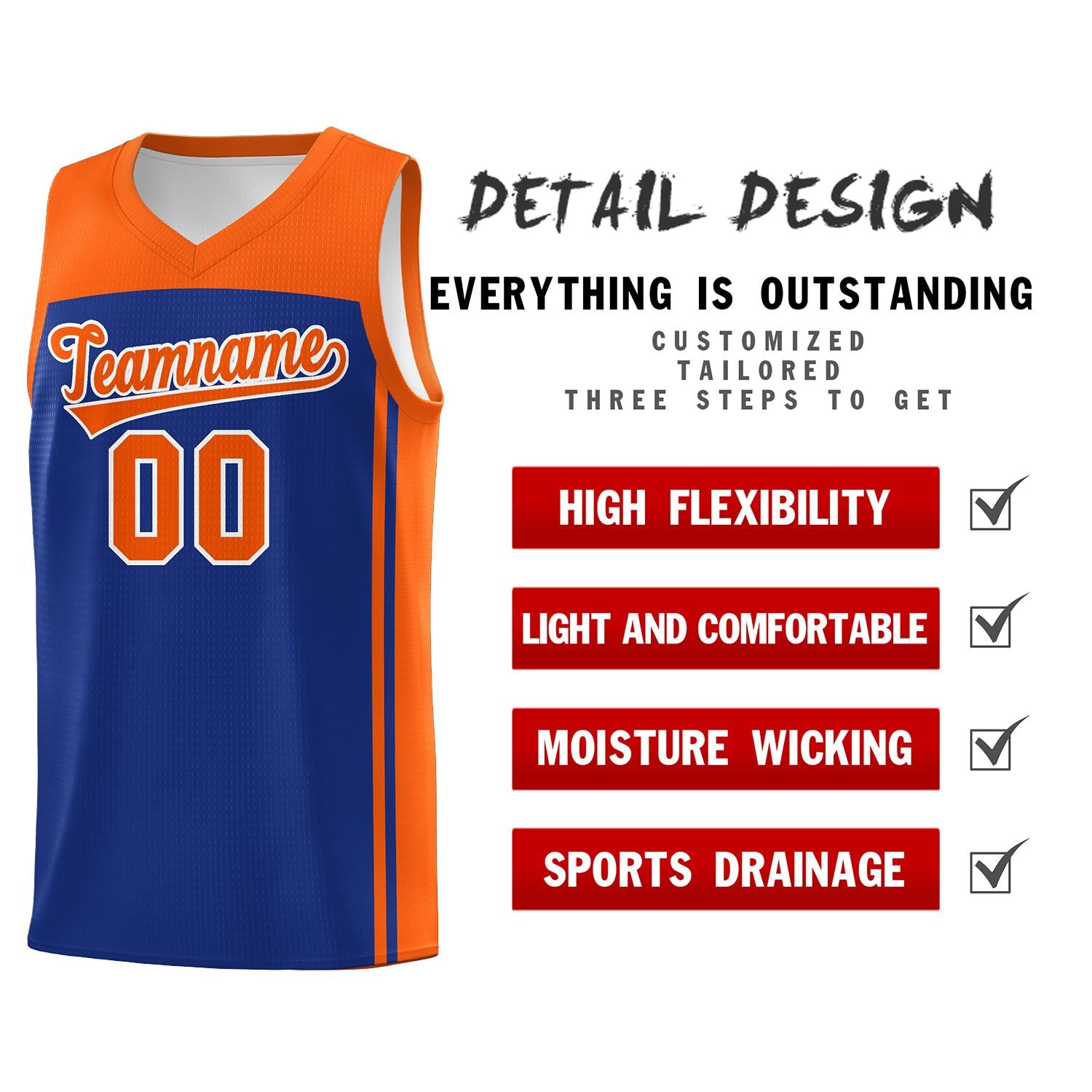 Custom Royal Orange Classic Sets Sports Uniform Basketball Jersey