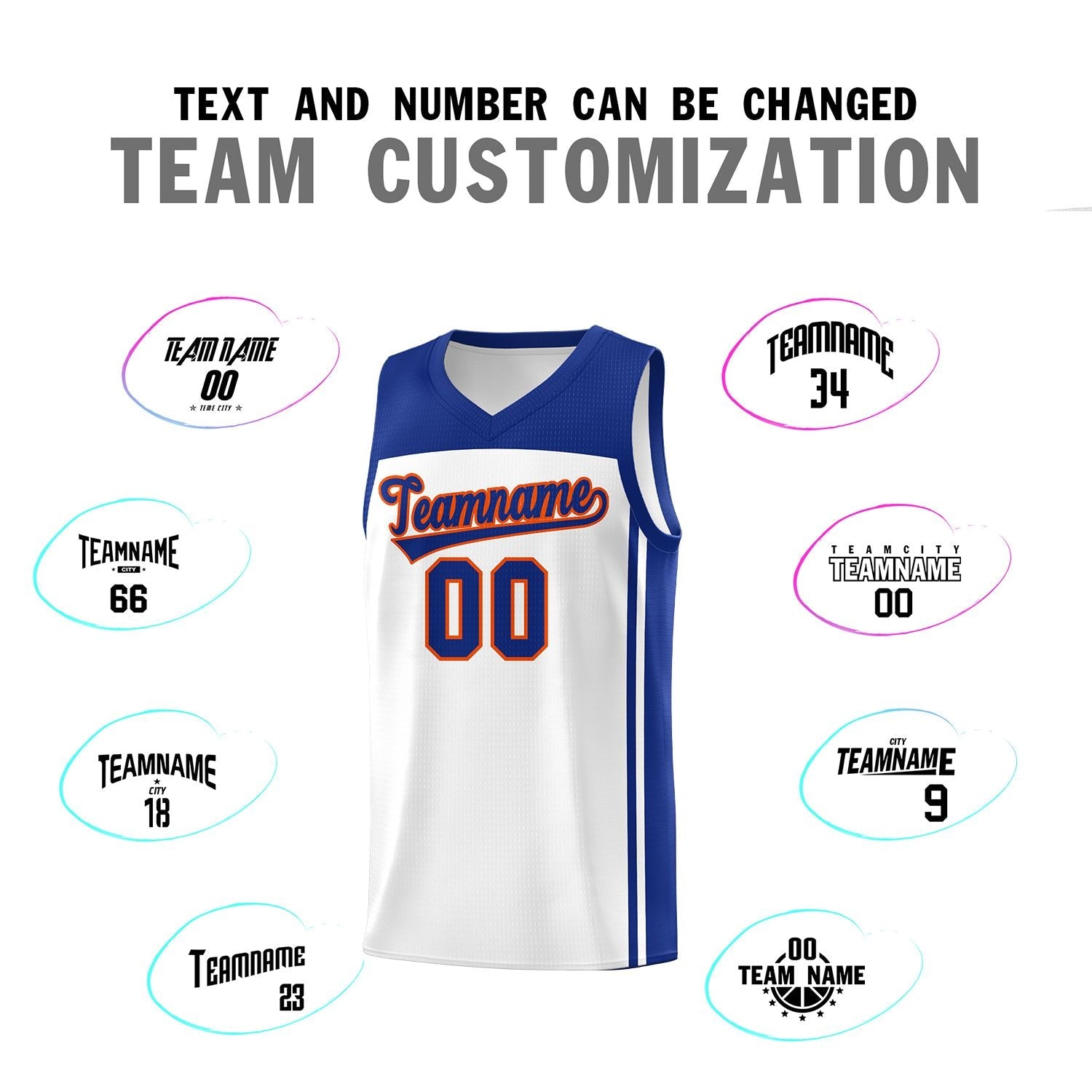 Custom White Royal Classic Sets Sports Uniform Basketball Jersey