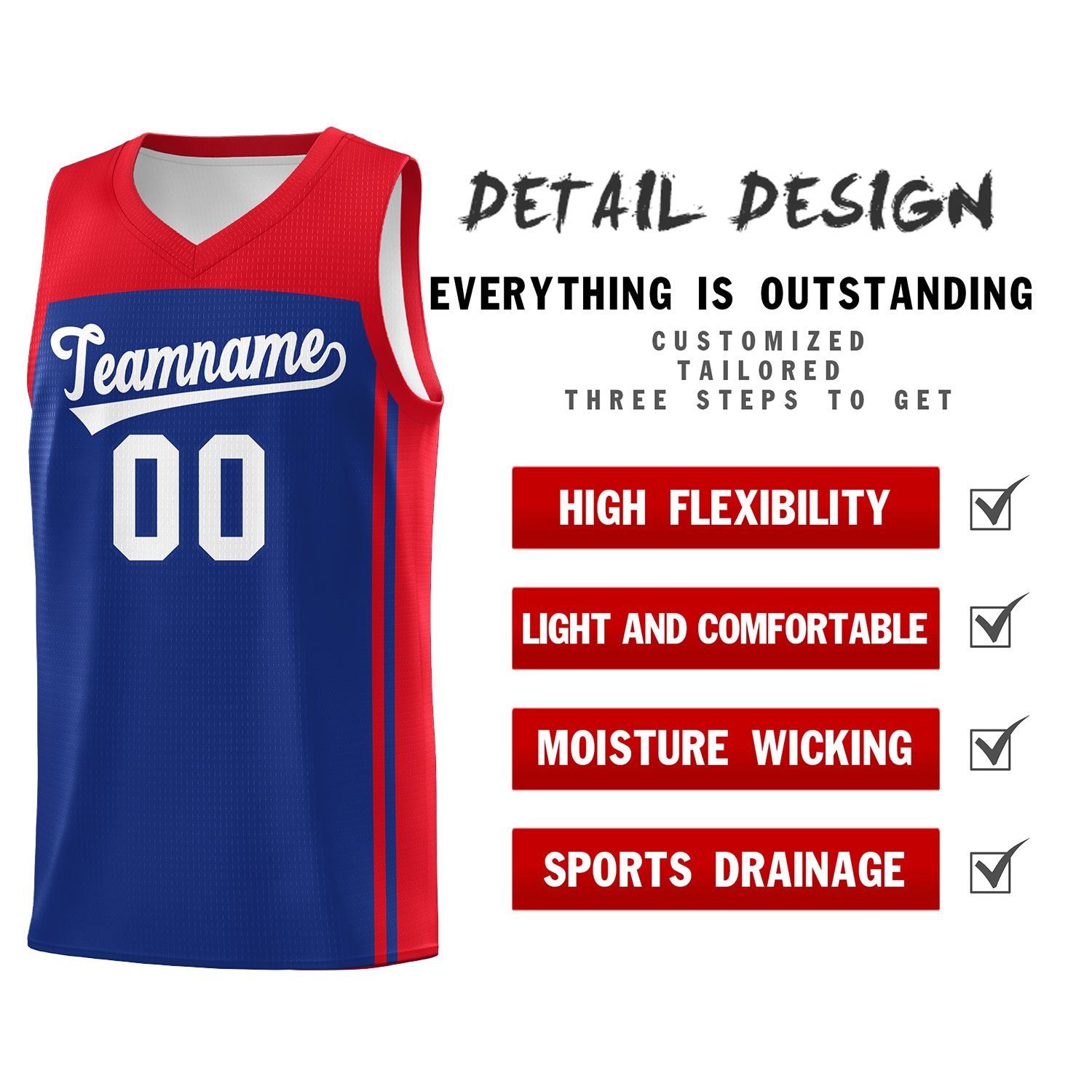 Custom Royal Red Classic Sets Sports Uniform Basketball Jersey