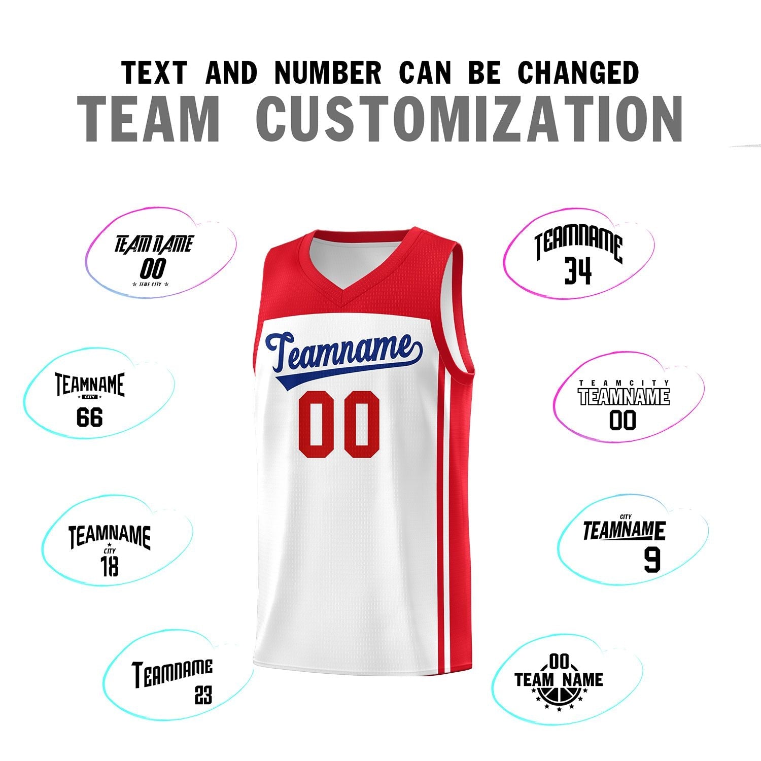 Custom White Red Classic Sets Sports Uniform Basketball Jersey