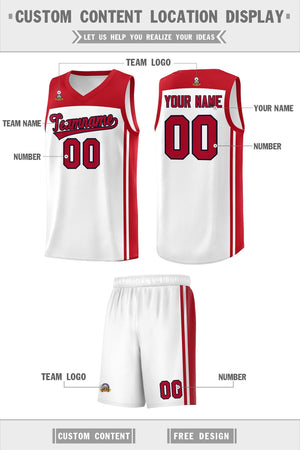 Custom White Red Classic Sets Sports Uniform Basketball Jersey