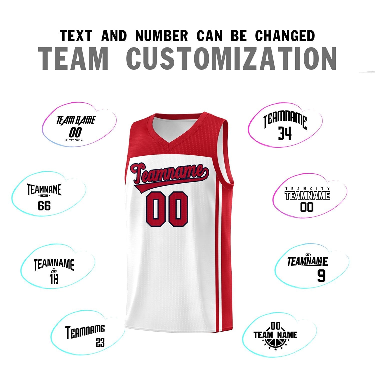 Custom White Red Classic Sets Sports Uniform Basketball Jersey