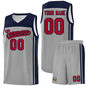 Custom Grey Navy Classic Sets Sports Uniform Basketball Jersey