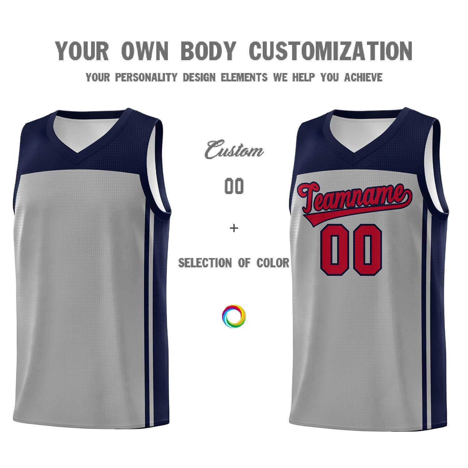 Custom Grey Navy Classic Sets Sports Uniform Basketball Jersey