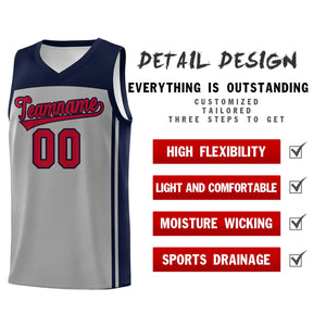 Custom Grey Navy Classic Sets Sports Uniform Basketball Jersey