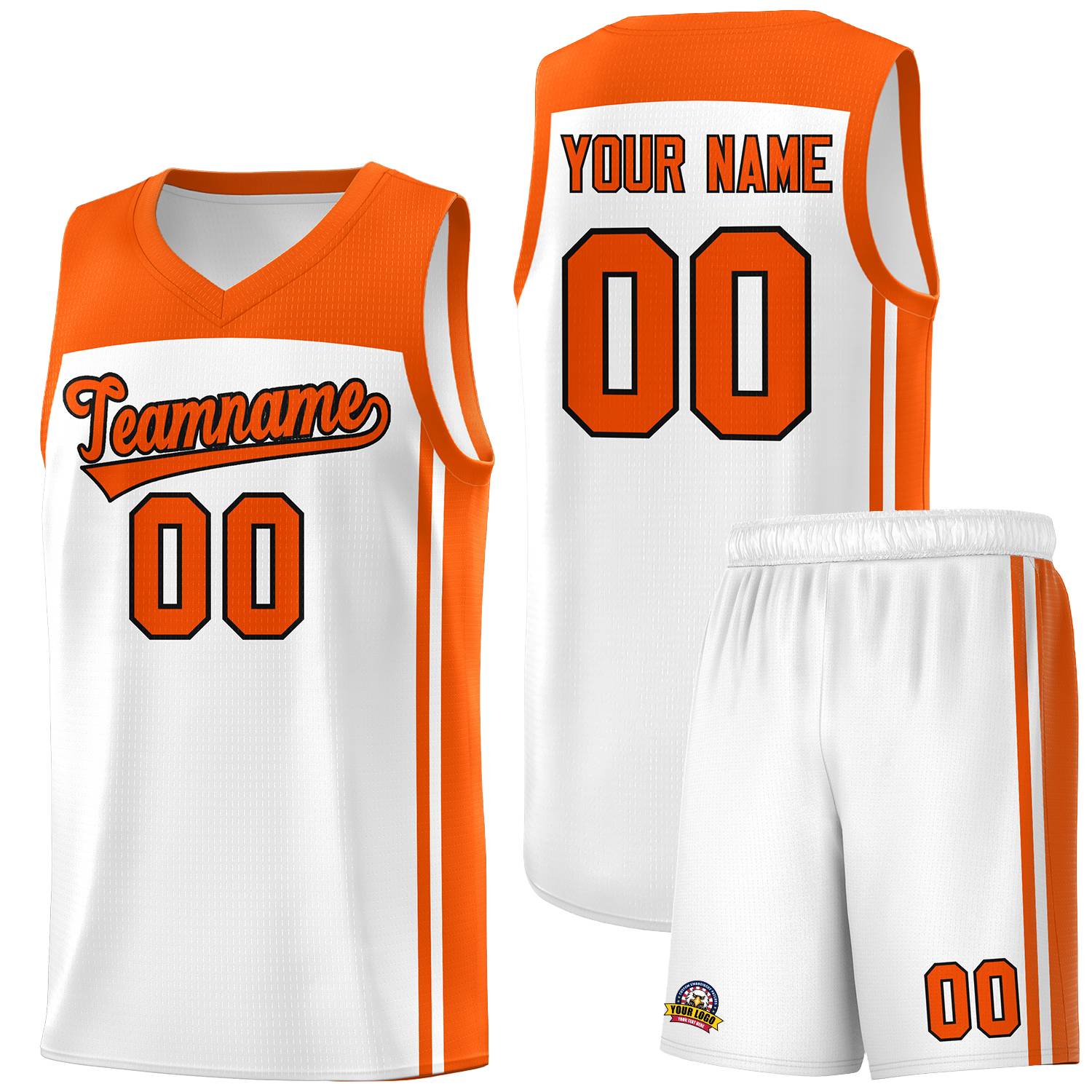 Custom White Orange Classic Sets Sports Uniform Basketball Jersey