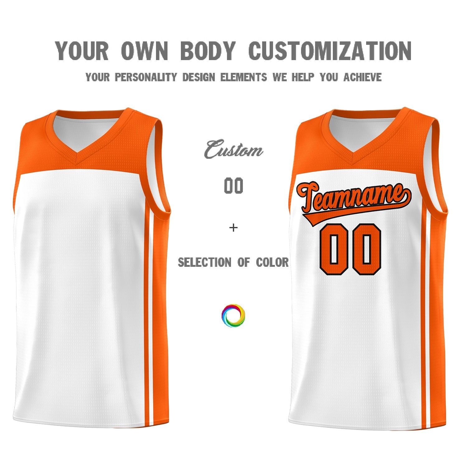 Custom White Orange Classic Sets Sports Uniform Basketball Jersey