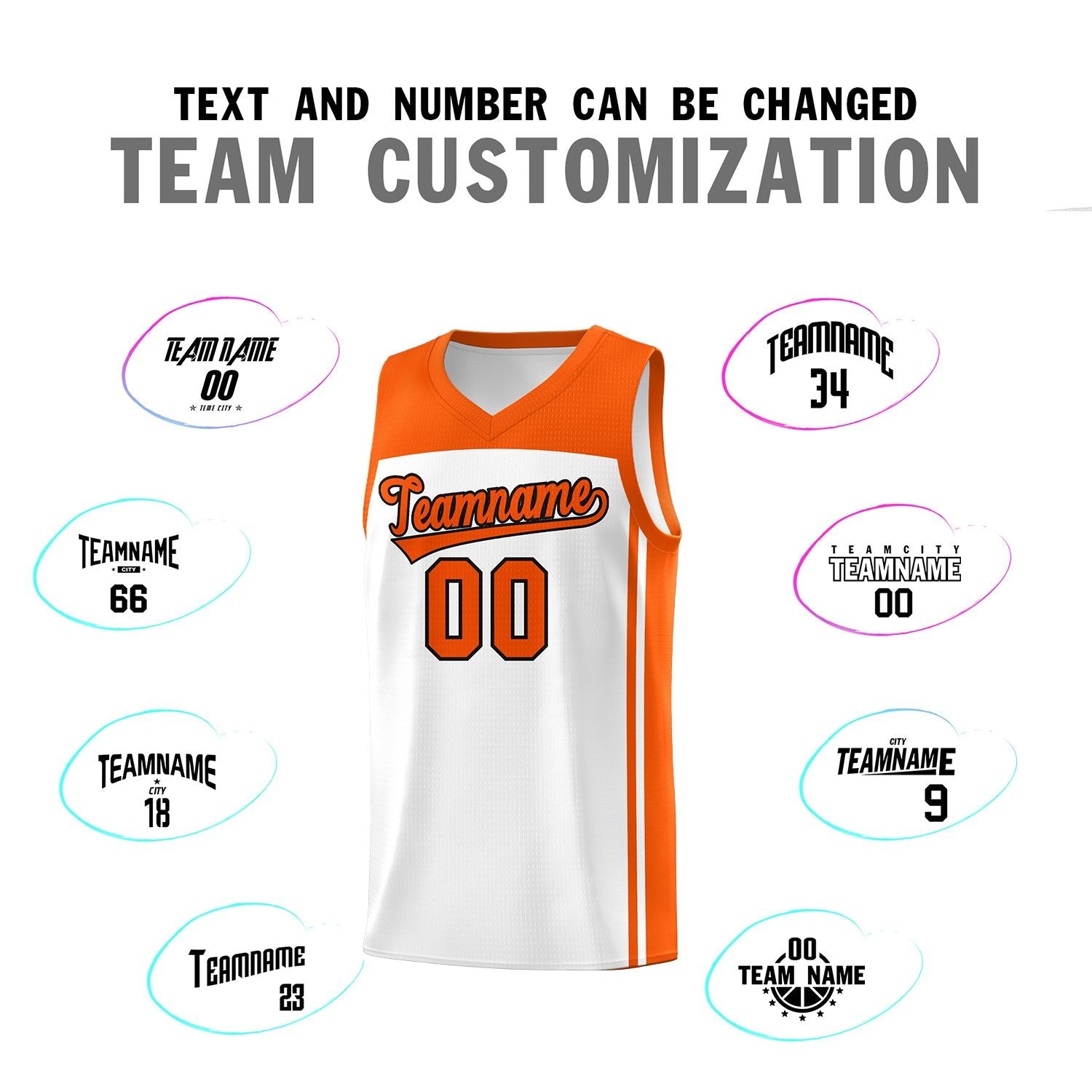 Custom White Orange Classic Sets Sports Uniform Basketball Jersey