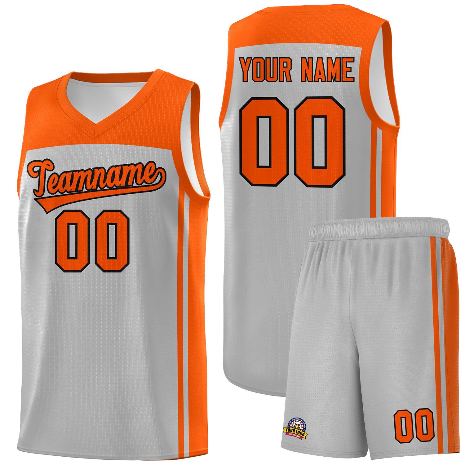 Custom Grey Orange Classic Sets Sports Uniform Basketball Jersey