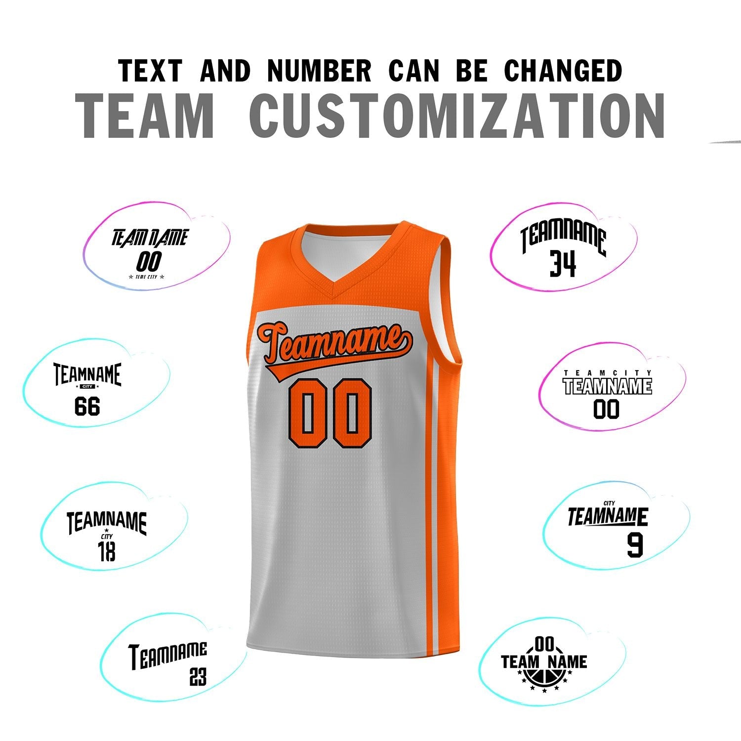 Custom Grey Orange Classic Sets Sports Uniform Basketball Jersey