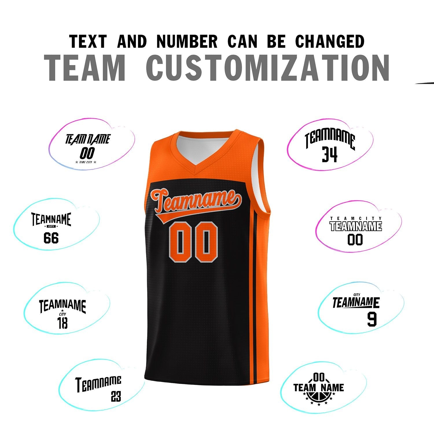 Custom Black Orange Classic Sets Sports Uniform Basketball Jersey