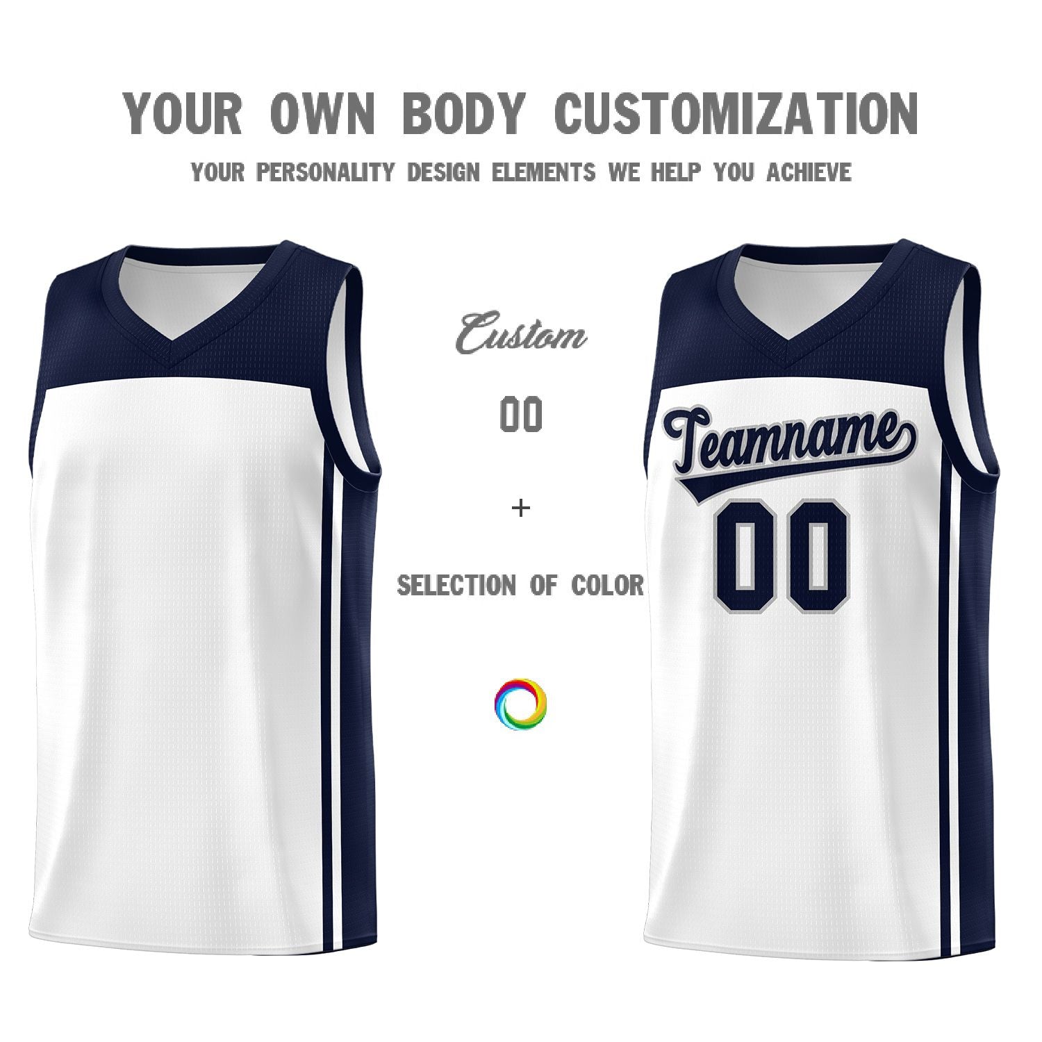 Custom White Navy Classic Sets Sports Uniform Basketball Jersey